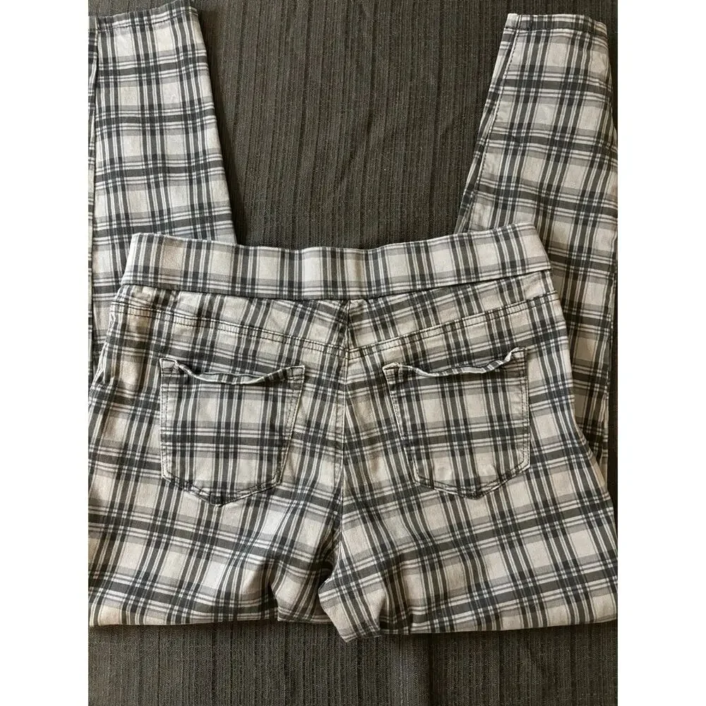 NINE WEST Wm Sz 12 Glasgow Plaid Heidi Pull-On Pants Charcoal Gray & Black - Picture 6 of 8